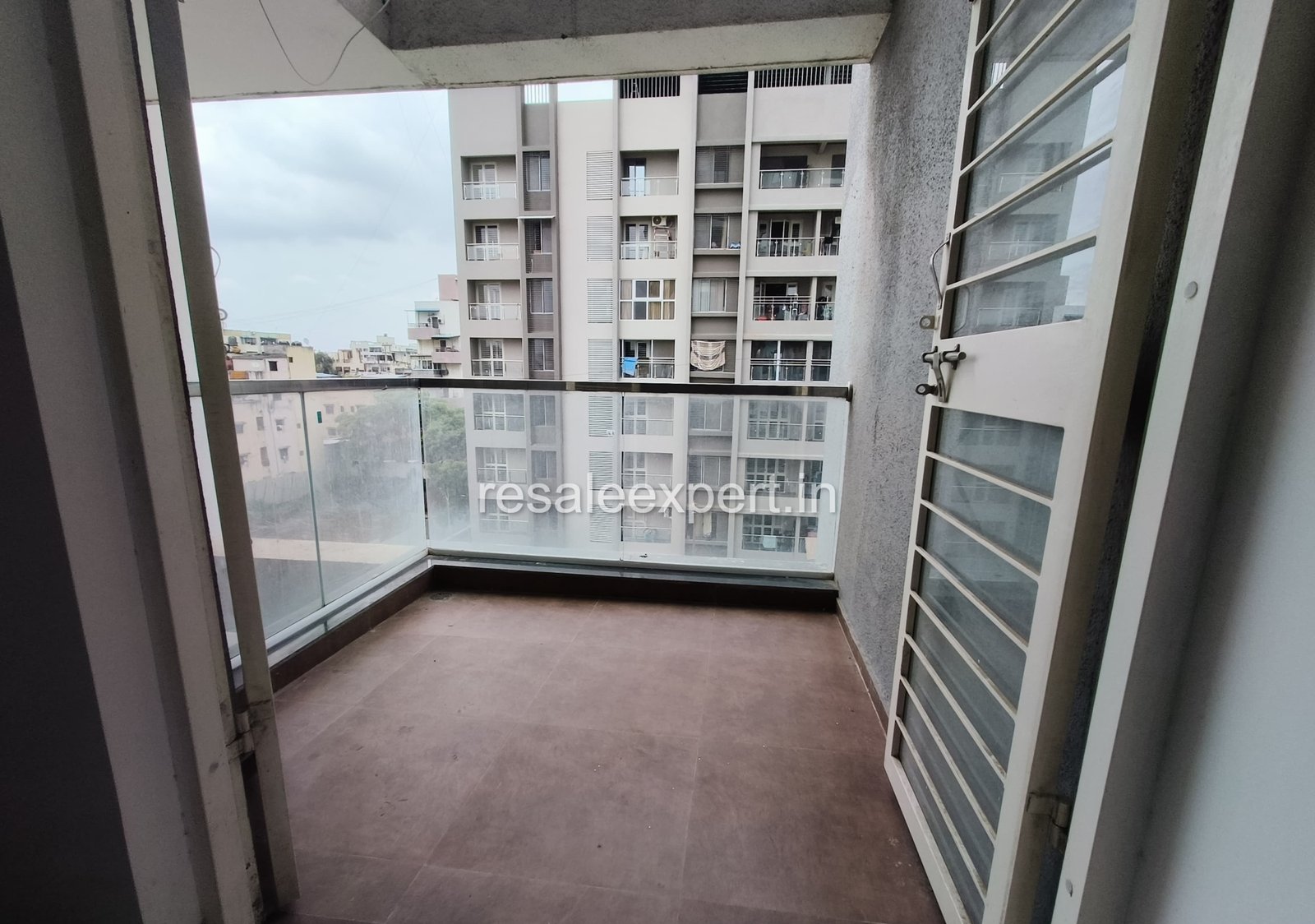 Balcony with city view in 3 BHK flat for sale in Pimpri
