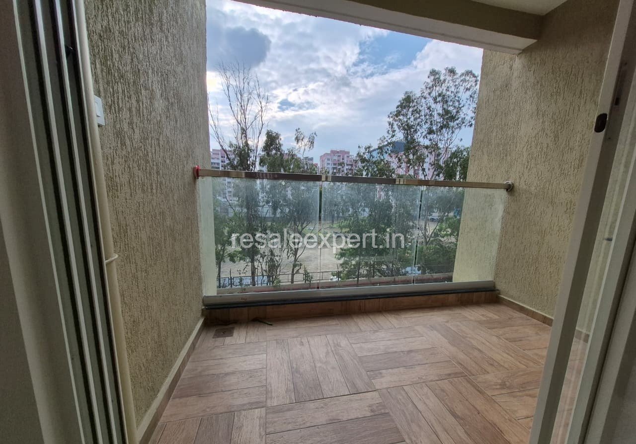 Private balcony with pleasant outdoor view in 2 BHK flat in Wakad