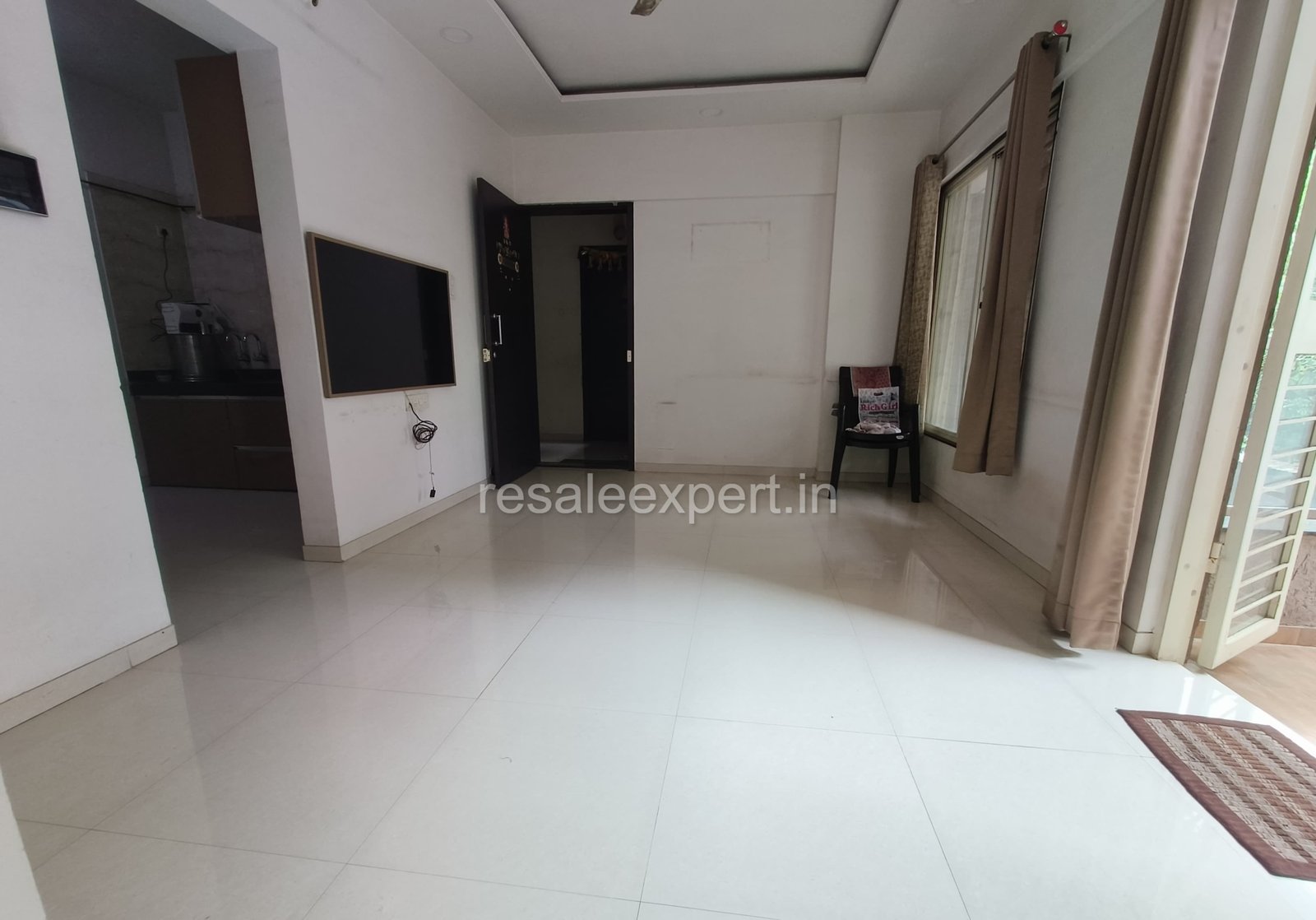 Bright and spacious living room in 2 BHK flat in Rahatani with immediate possession
